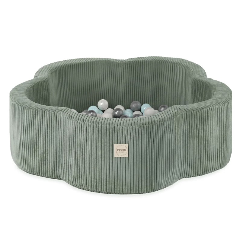 Piscine 95x30 en velours vert 200 balles : perle perle menthe argent