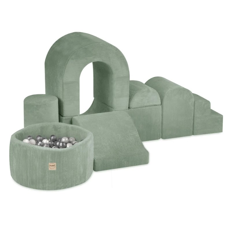 Château de jeux avec piscine + 150 balles - velours côtelé vert