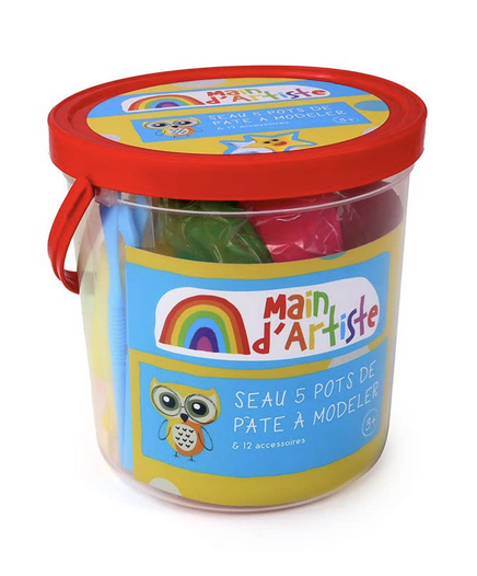 Seau de 5 pots de pate a modeler et 12 accessoires - MGM