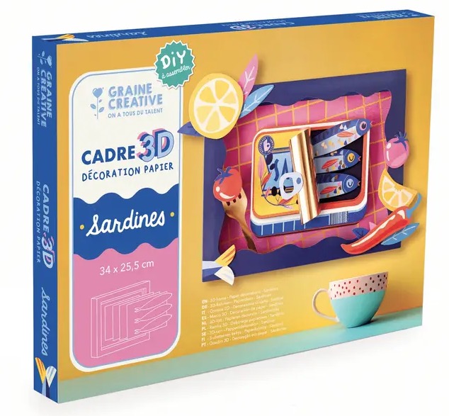 coffret creatif Cadre 3D Papier Les Sardines
