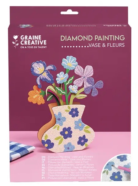 Kit Diamond painting - vase bleu et fleurs
