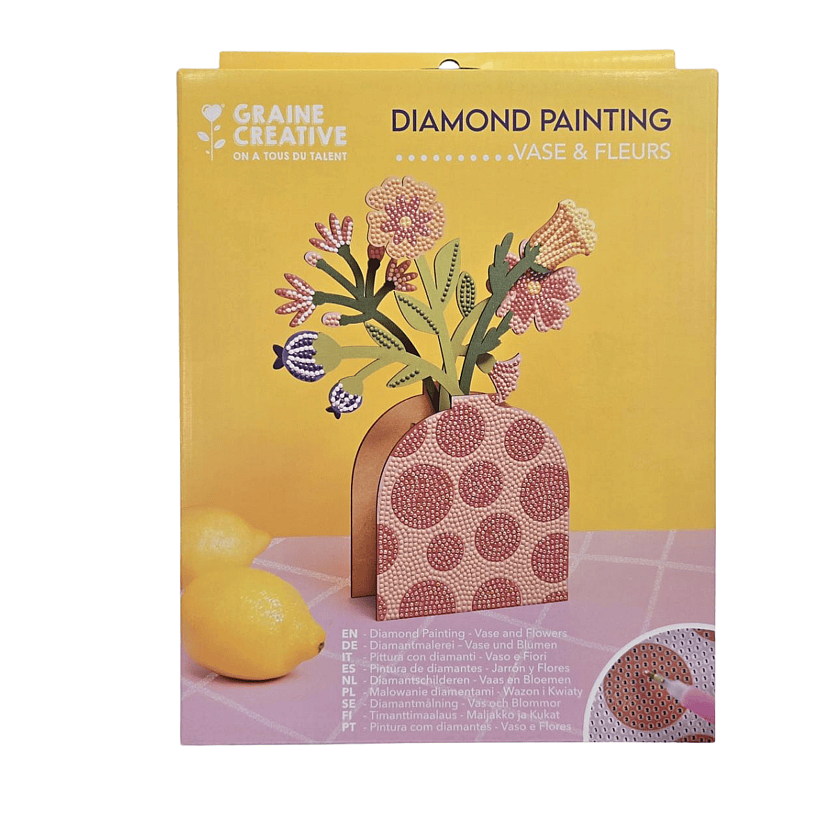 Kit Diamond painting - vase rose et fleurs