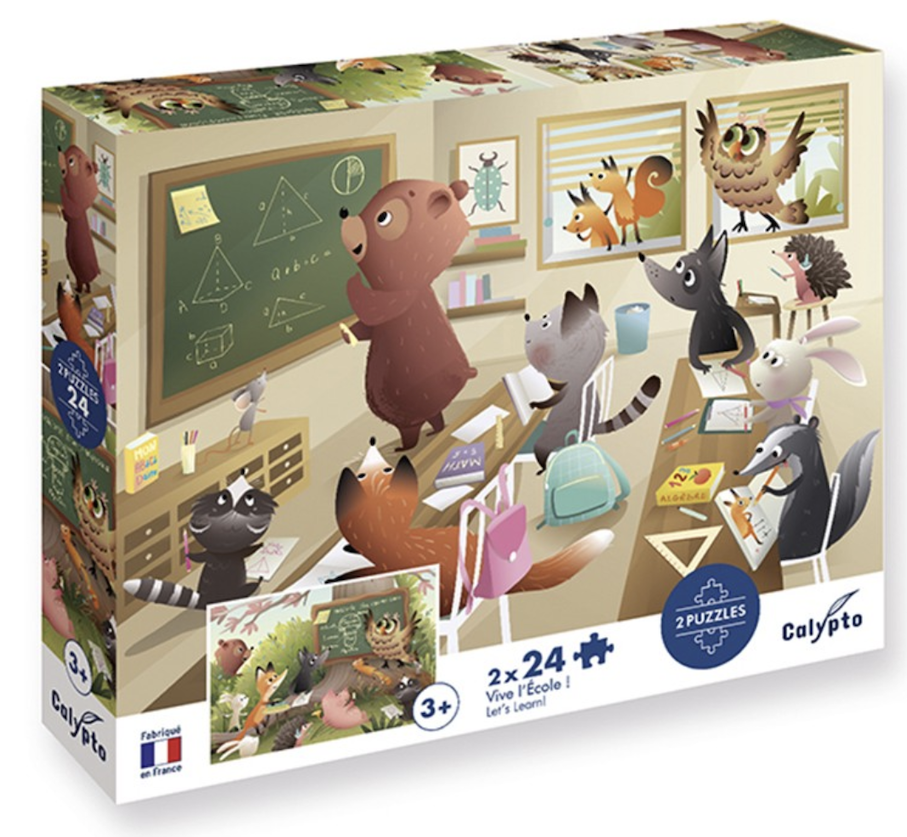 2 puzzles 24 pieces - Vive l ecole - Calypto - Sentosphere