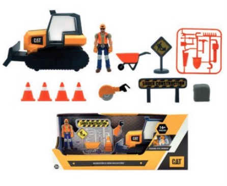 CAT Workforce Bulldozer avec figurine et accessoires - 14cm