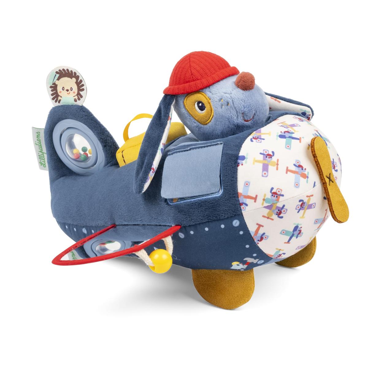 Jules Le Chien - Jouet d'activités - Avion Bleu - 26 cm