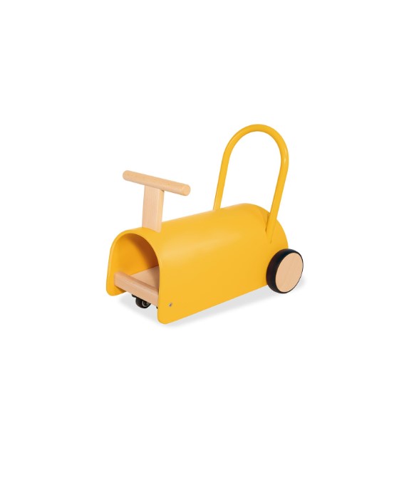 Trotteur porteur Enzo en bois - jaune