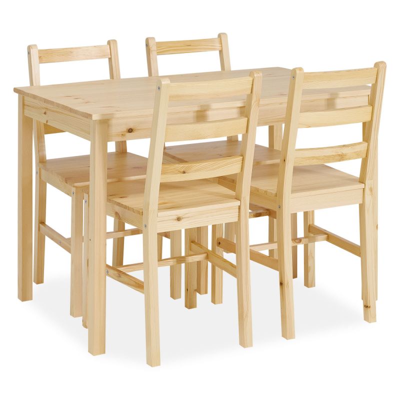 Ensemble table et de 4 chaises bois naturel