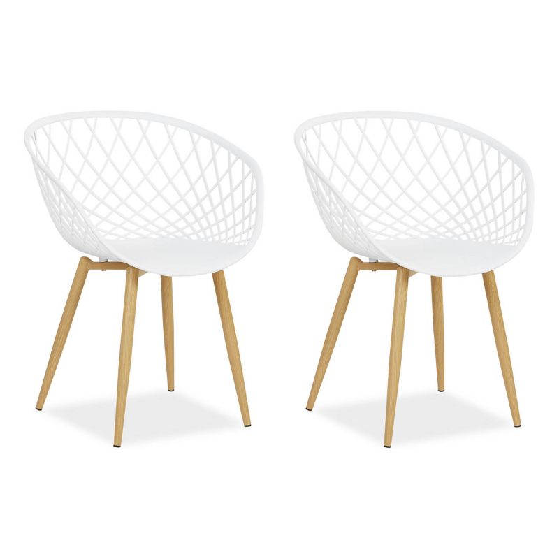 Chaise de jardin avec accoudoirs Blanc Lot de 2