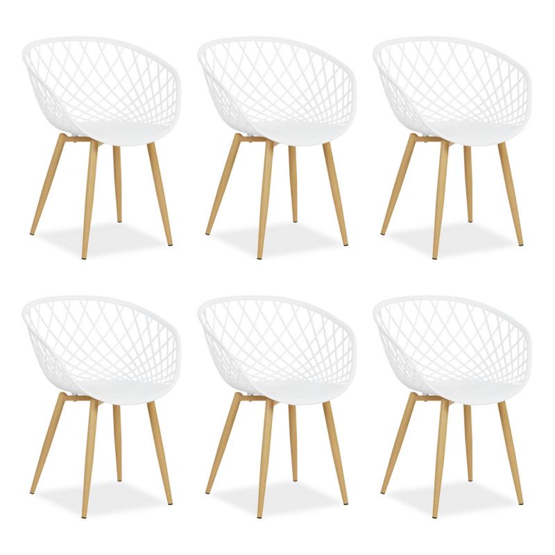 Chaise de jardin avec accoudoirs Blanc Lot de 6 Fauteuils