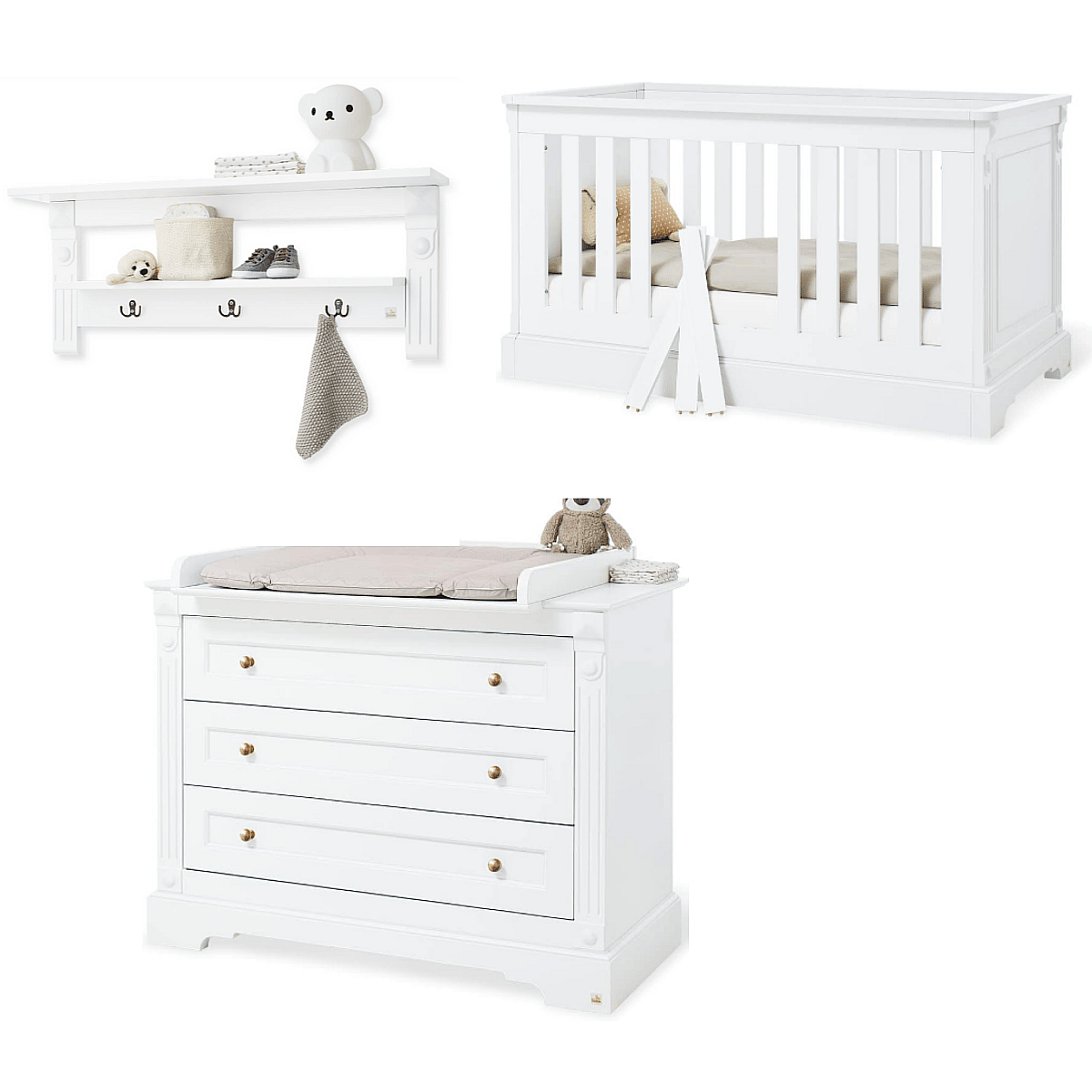 Chambre d'enfant Emilia large avec étagère murale 3 pièces