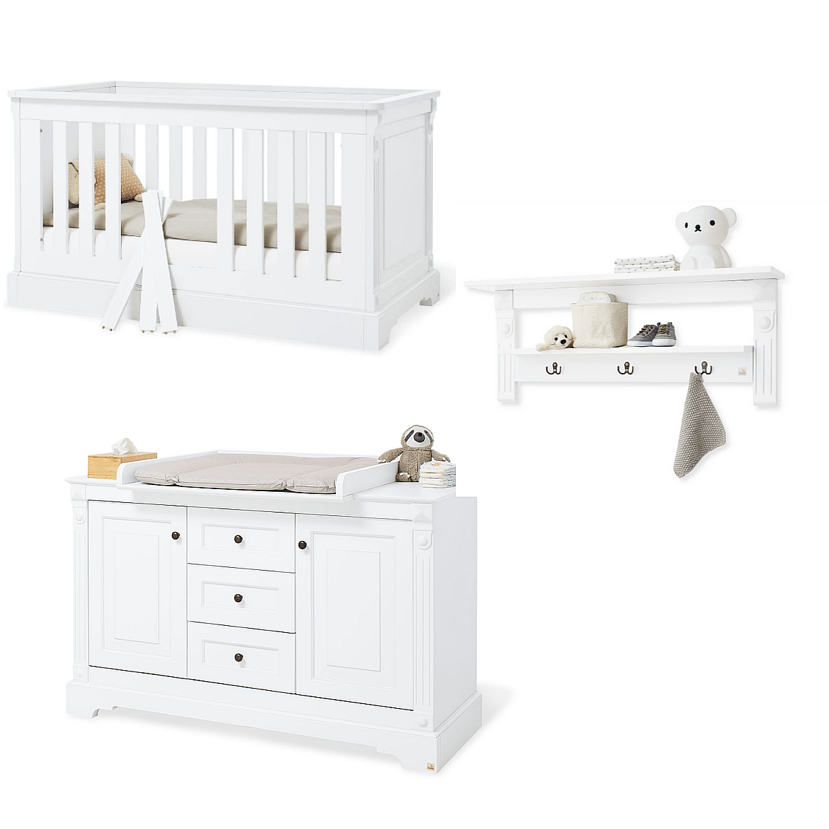 Chambre d'enfant Emilia extra large avec étagère murale 3 pièces