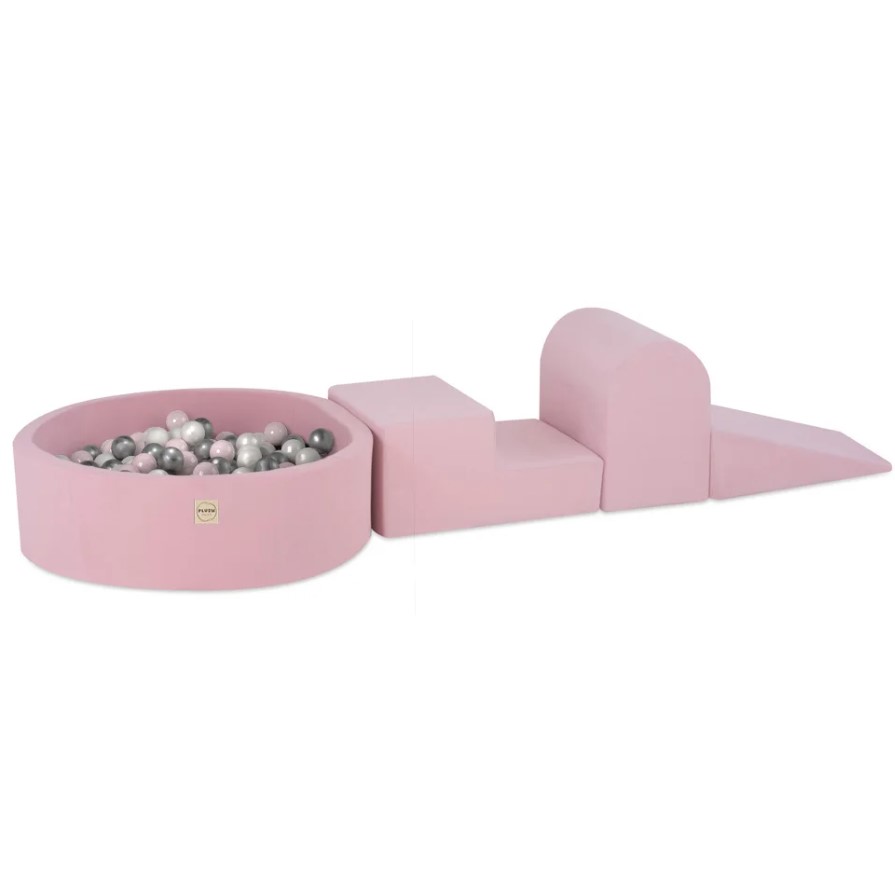 Aire de jeux 3 éléments + piscine 90x30 + 200 balles rose