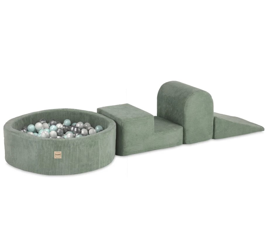 Aire de jeux 3 éléments + piscine 90x30 + 200 balles vert