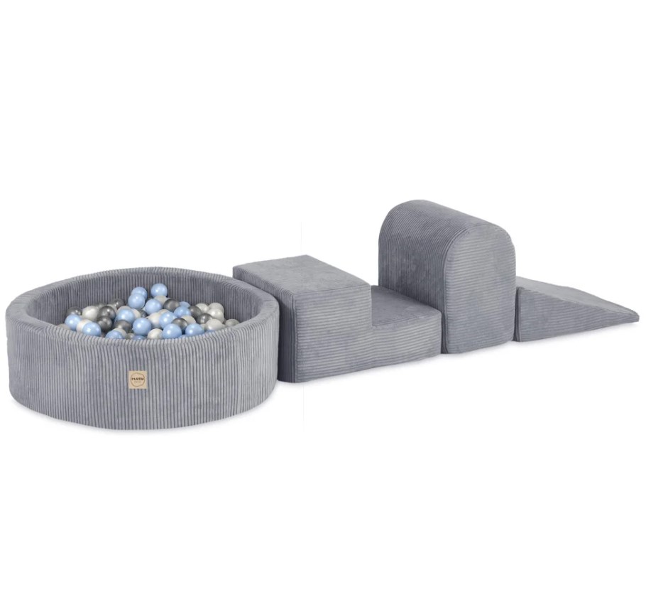 Aire de jeux 3 éléments + piscine 90x30 + 200 balles gris