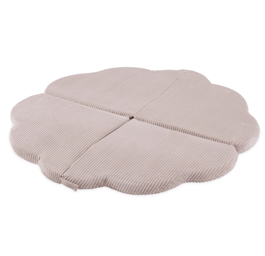 Tapis fleur 115x115x5 cm velours côtelé rose