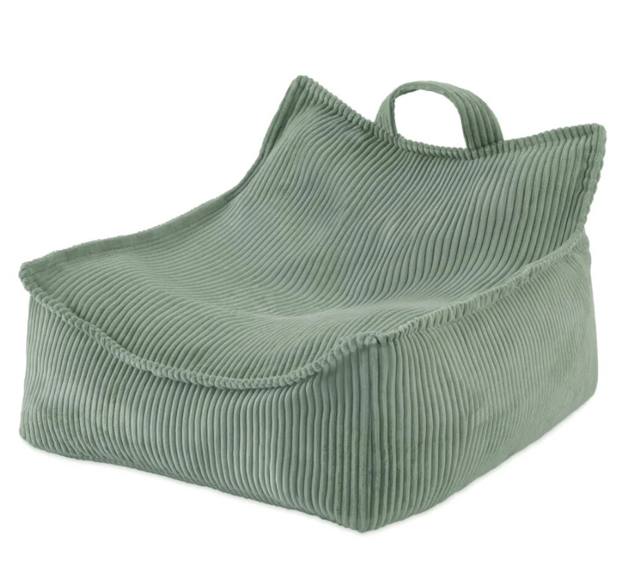 Fauteuil carré Poufy 77x67x50 velours côtelé vert