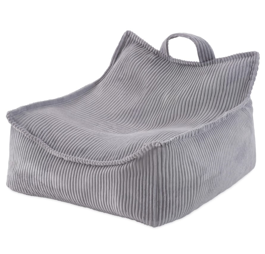 Fauteuil carré Poufy 77x67x50 velours côtelé gris