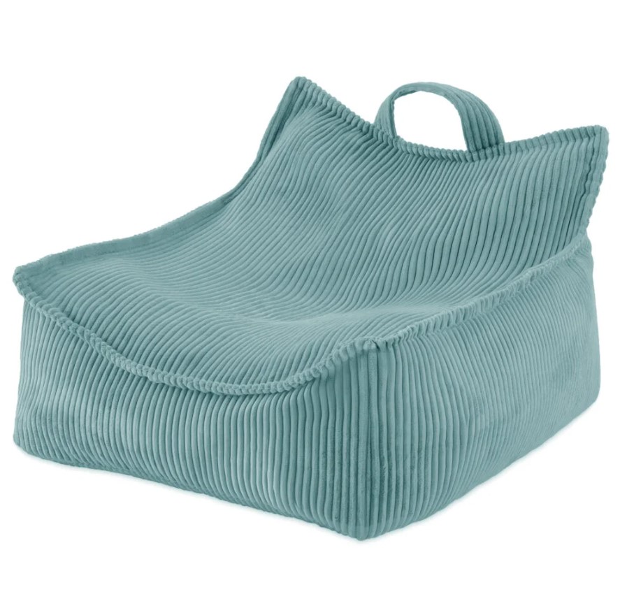 Fauteuil carré Poufy 77x67x50 velours côtelé bleu