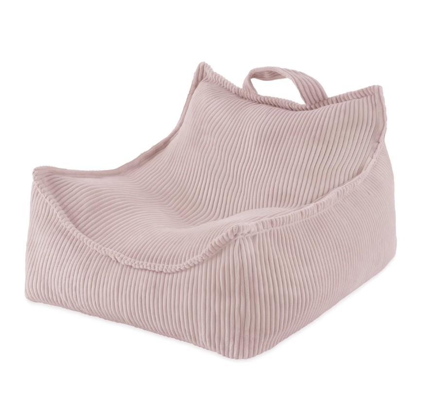 Fauteuil carré Poufy 77x67x50 velours côtelé rose