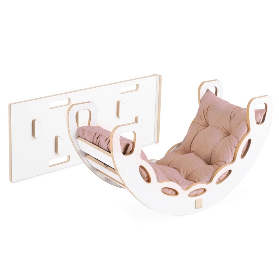 Petit Rocker 4-en-1 + mur/toboggan beige velours