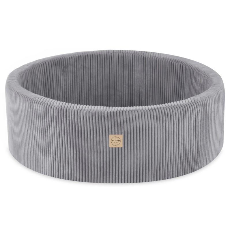 Piscine ronde 90x30 cm velours côtelé gris