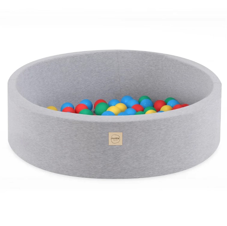 Piscine à balles 90x30 coton gris 200 balles multicolore