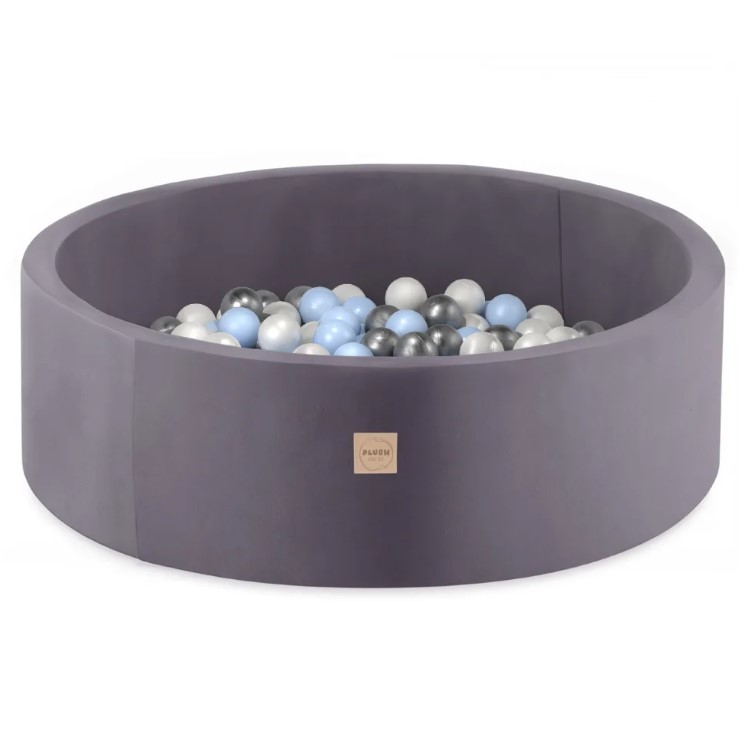 Piscine à balles 90x30 velours gris 200 balles