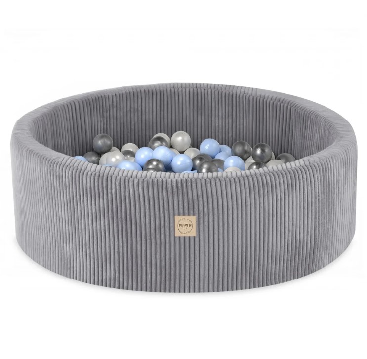 Piscine à balles 90x30 velours côtelé gris