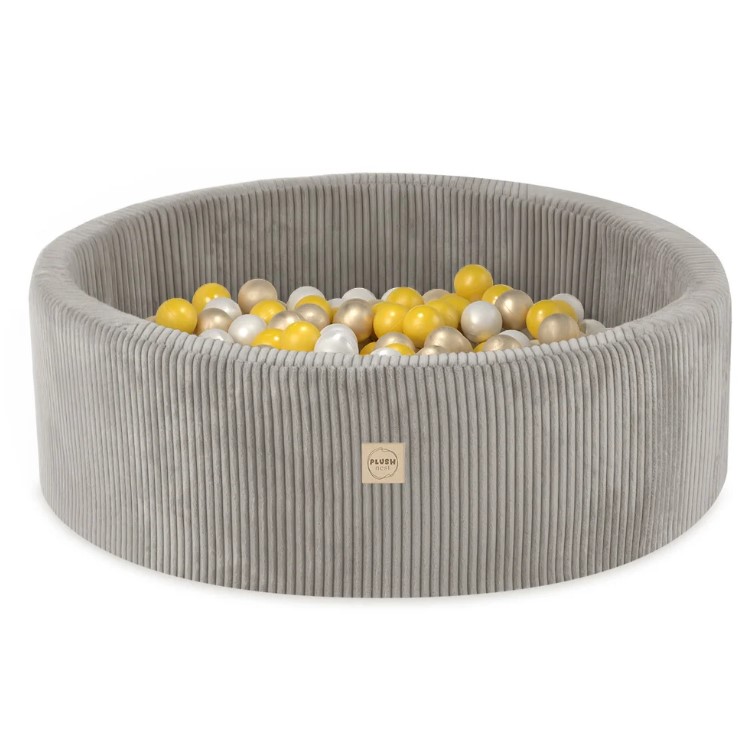 Piscine à balles 90x30 velours côtelé beige 200 balles - jaune