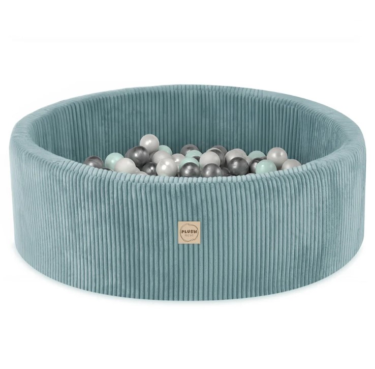 Piscine à balles 90x30 velours côtelé bleu 200 balles