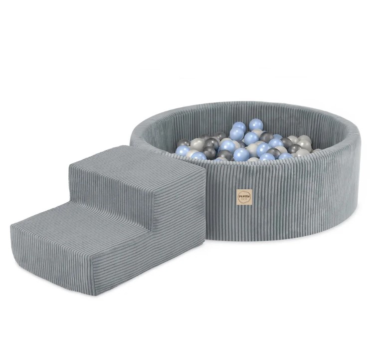 Piscine + marche 90x30 + 200 balles gris