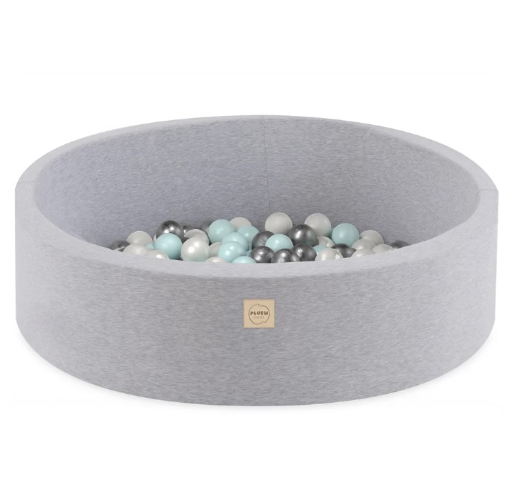 Piscine à balles 90x30 coton gris 200 balles menthe