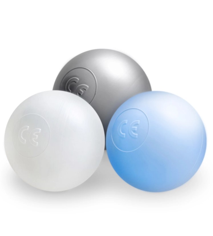 200 balles de piscine 6 cm argent/bleu