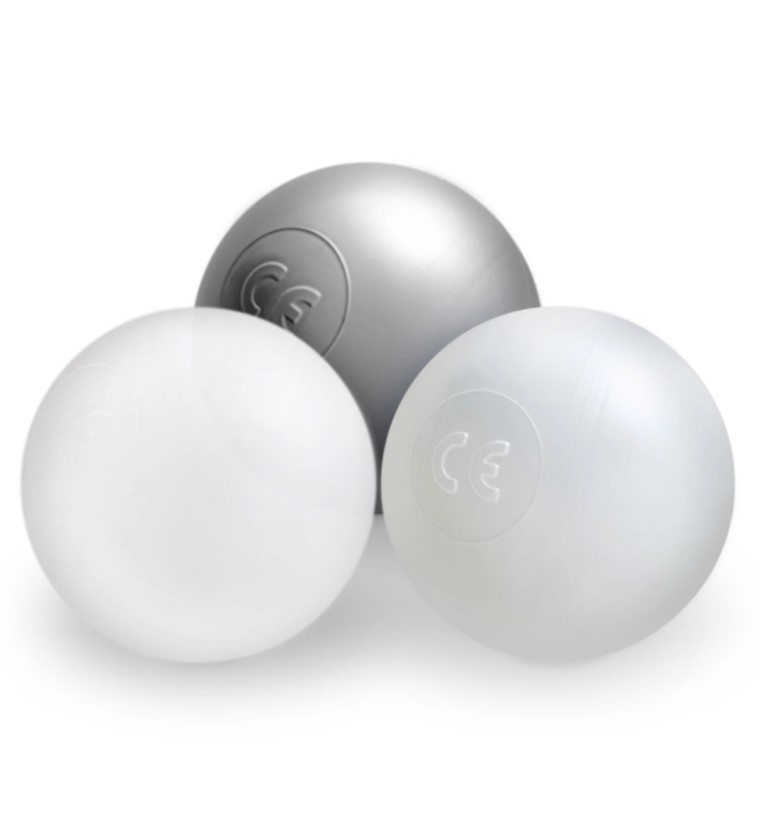 200 balles de piscine 6 cm perle/argent