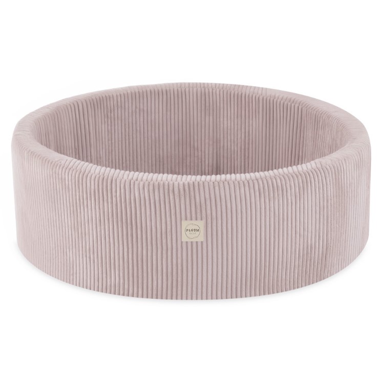 Piscine ronde 90x30 velours côtelé rose