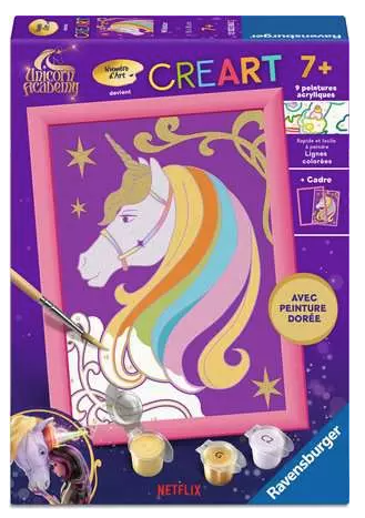 Peinture par numero enfant des 7 ans - CreArt Kids - 13x18cm - Unicorn Academy : Wildstar