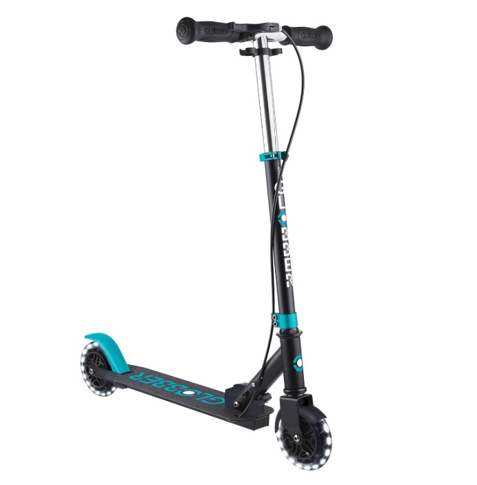 Trottinette Junior FLOW LIGHTS - Frein manuel - Noir/Turquoise