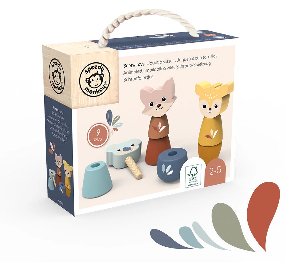 Jeu personnage a visser en bois