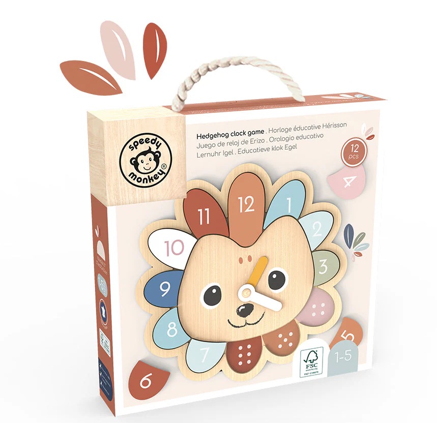 Horloge educative Herisson en bois