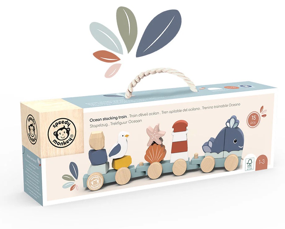 Train d eveil a tirer en bois