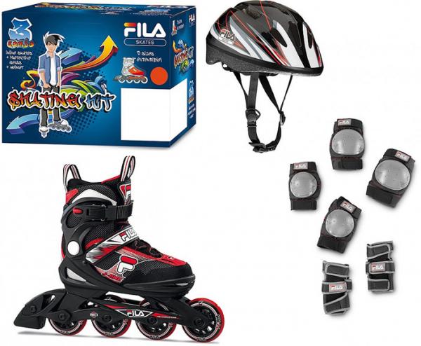 Pack Fila jr j-one noir/rouge T28-32 + tripack + casque