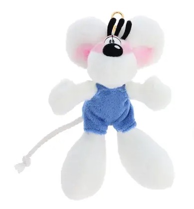 Porte-clees peluche Diddl en salopette Bleue 15cm