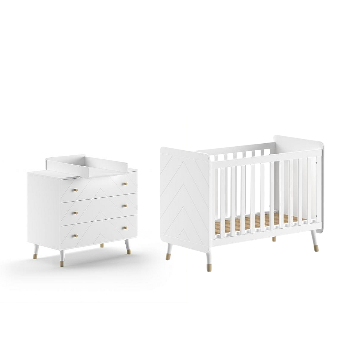 Ensemble BILLY blanc - Lit 60x120 + commode assortie