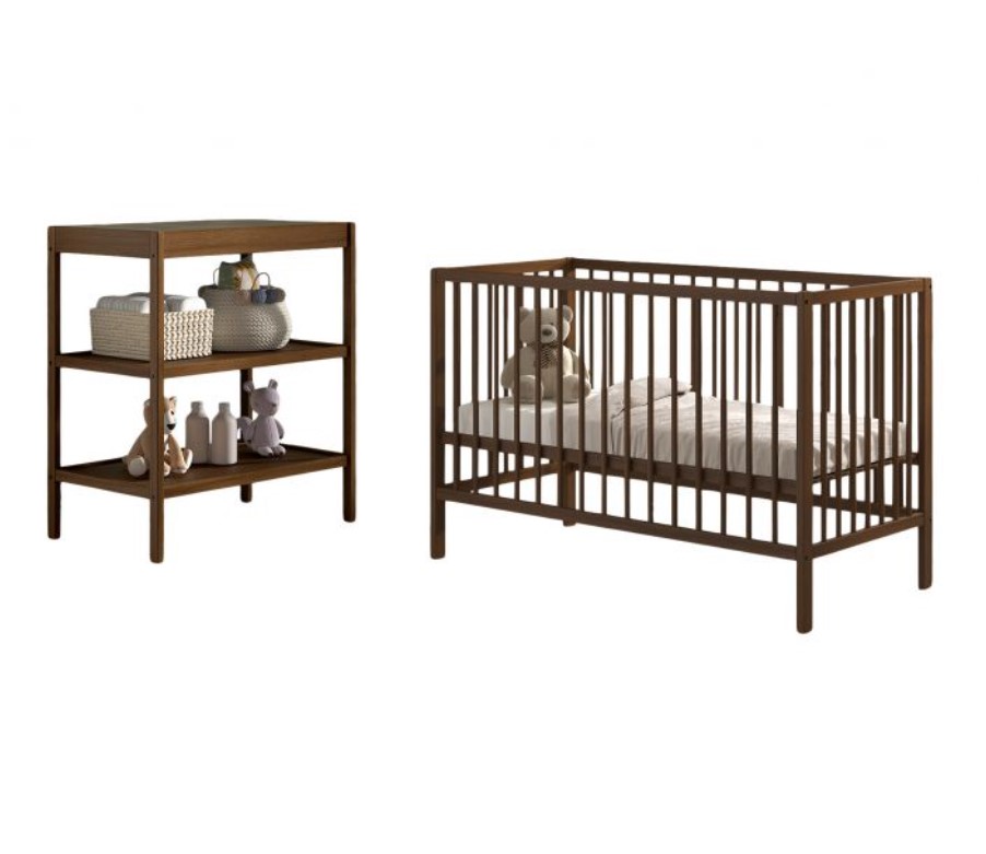 Ensemble DINO noyer - Lit 70x140 + table à langer