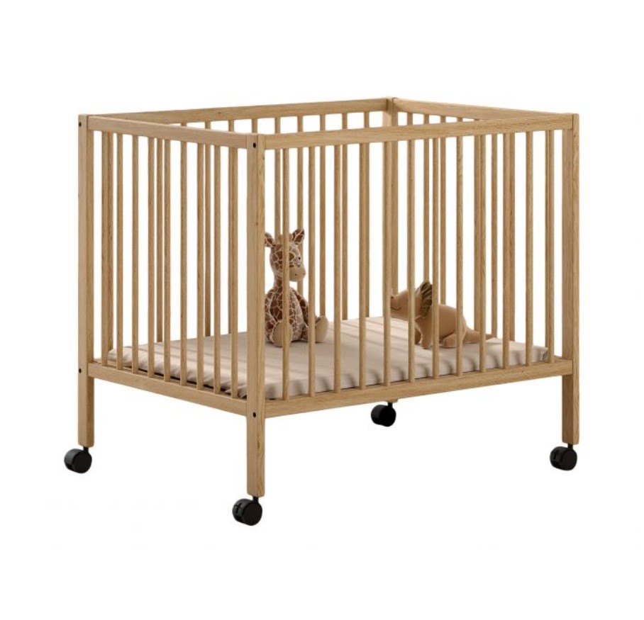 Parc bébé DINO 95x75 naturel - Réglable et mobile
