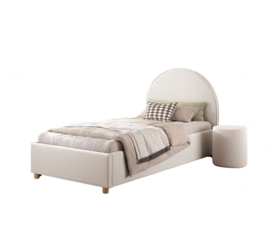 Lit MOON blanc 90x200 - Coffre + pouf assorti