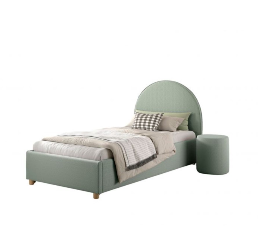 Lit MOON vert 90x200 - Coffre + pouf assorti