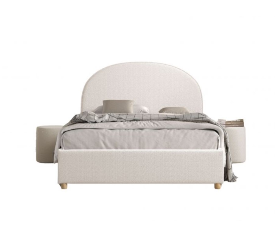 Lit MOON blanc 140x200 - Coffre + 2 poufs