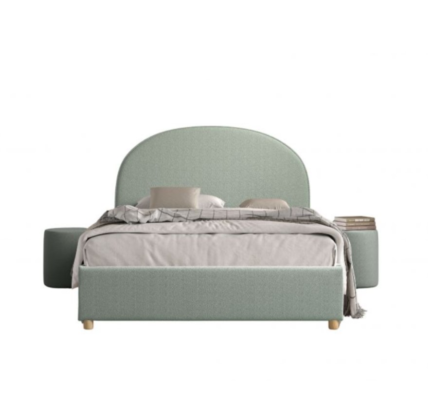 Lit MOON vert 140x200 - Coffre + 2 poufs