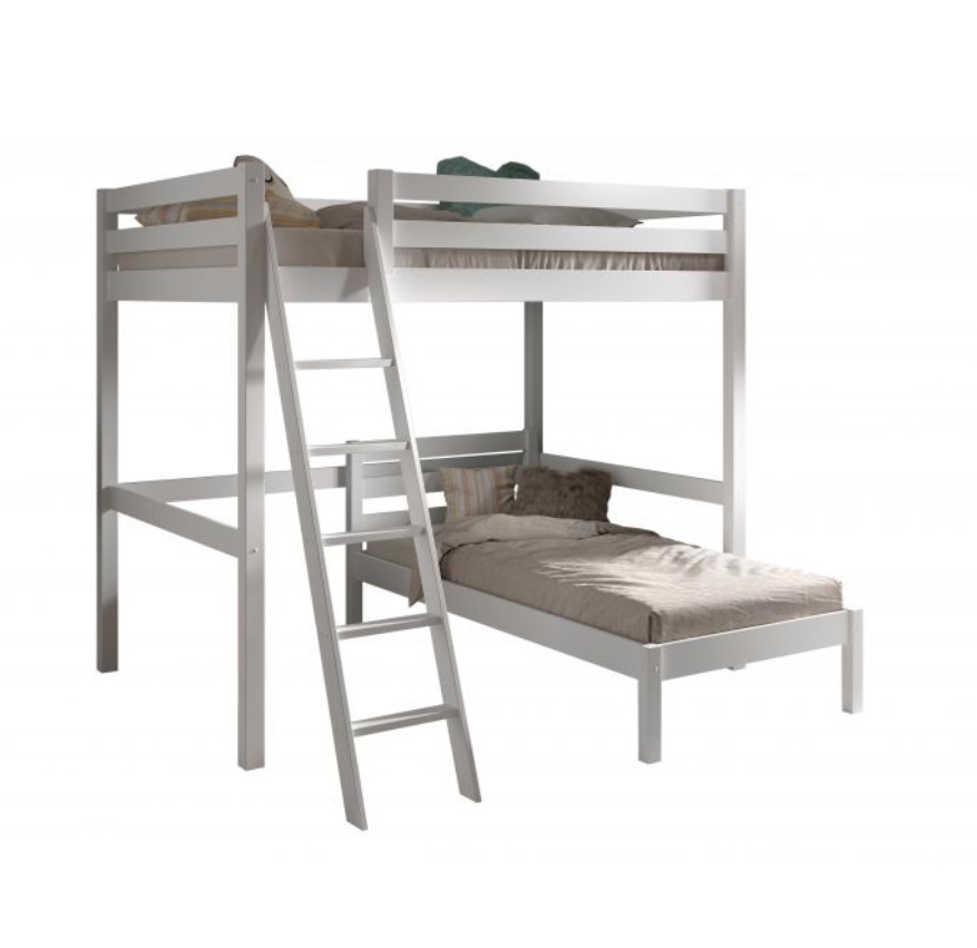 PINO blanc mezzanine 140x200 + lit simple